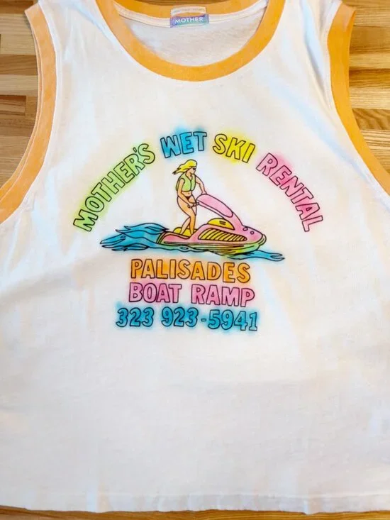 ☀️ MOTHER The Strong and Silent Type Wet Ski Tank NWT S - Picture 6 of 11